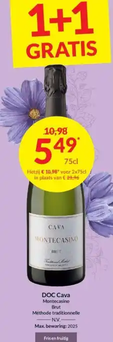 Intermarché DOC Cava Montecasino Brut Méthode traditionnelle 75cl aanbieding