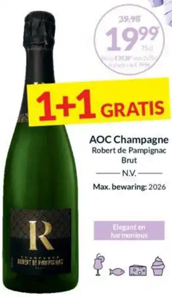 Intermarché AOC Champagne Robert de Pampignac Brut 75cl aanbieding