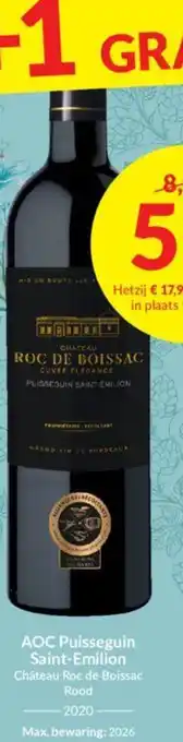 Intermarché AOC Puisseguin Saint-Emilion Château Roc de Boissac Rood 2020 75cl aanbieding