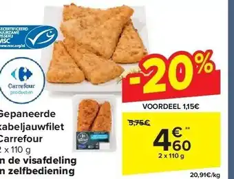 Carrefour Gepaneerde kabeljauwfi let Carrefour aanbieding