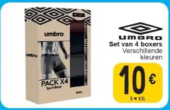 UMBRO Set van 4 boxers