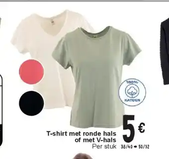 Cora T-shirt met ronde hals of met V-hals aanbieding