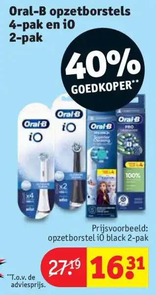 Kruidvat Oral-B opzetborstels 4-pak en iO 2-pak aanbieding