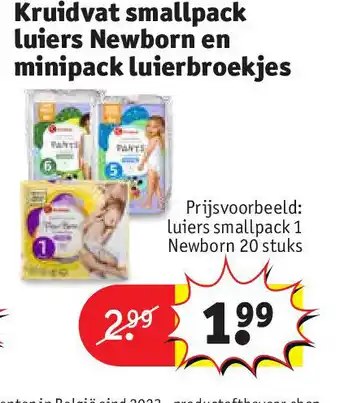 Kruidvat Kruidvat smallpack luiers Newborn en minipack luierbroekjes aanbieding