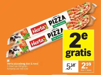 Albert Heijn Herta pizzadeeg dun & rond aanbieding