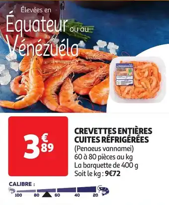Auchan CREVETTES ENTIÈRES CUITES REFRIGÉRÉES aanbieding