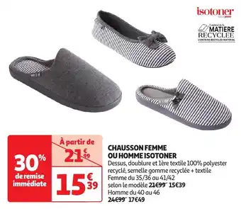 Auchan CHAUSSON FEMME OU HOMME ISOTONER aanbieding