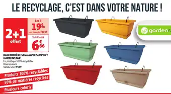 Auchan BALCONNIÈRE 50 cm AVEC SUPPORT GARDENSTAR aanbieding