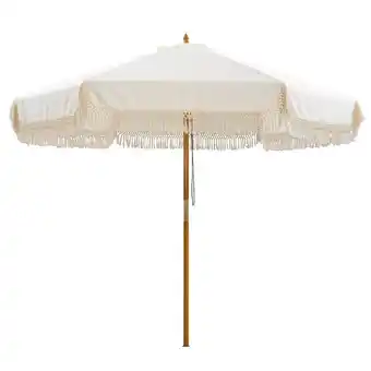 Leen Bakker Houtstok parasol Normandië - ecru - Ø250 cm aanbieding