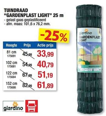 Hubo Tuindraad gardenplast light aanbieding