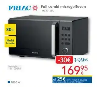 Eldi FRIAC Full combi microgolfoven MC3015BL aanbieding