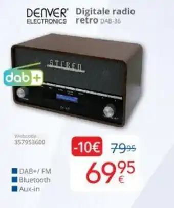 Eldi DENVER ELECTRONICS Digitale radio retro DAB-36 aanbieding