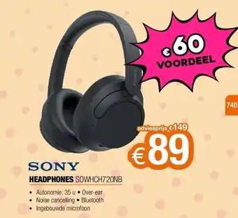 Expert Sony HEADPHONES SOWHCH720NB aanbieding