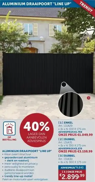 Zelfbouwmarkt ALUMINIUM DRAAIPOORT LINE UP aanbieding