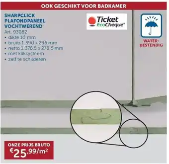 Zelfbouwmarkt SHARPCLICK PLAFONDPANEEL VOCHTWEREND aanbieding