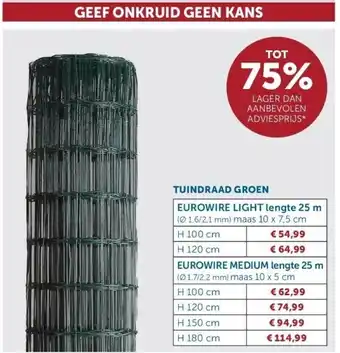 Zelfbouwmarkt TUINDRAAD GROEN H 100 cm aanbieding