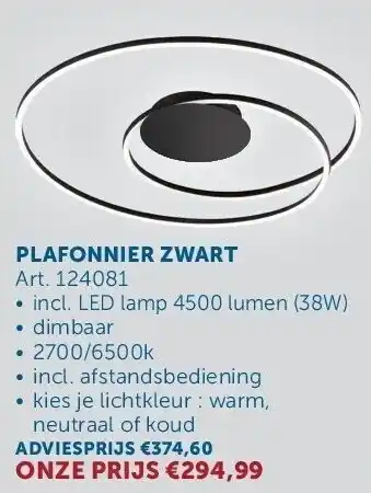 Zelfbouwmarkt PLAFONNIER ZWART aanbieding