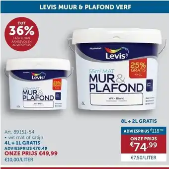 Zelfbouwmarkt LEVIS MUUR & PLAFOND VERF aanbieding