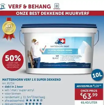 Zelfbouwmarkt MATTERHORN VERF 1 X SUPER DEKKEND aanbieding