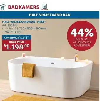 Zelfbouwmarkt HALF VRIJSTAAND BAD HESS aanbieding