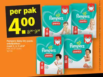 Albert Heijn Pampers Baby-dry pants enkelpakken maat 3, 4, 5 of 6 aanbieding