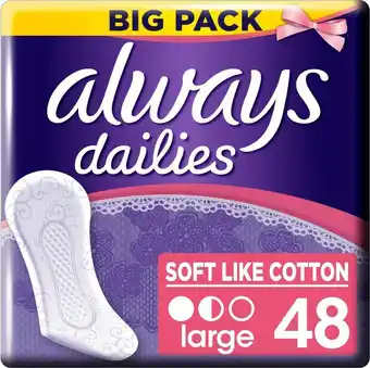 Bol.com lways Dailies Large Classic Soft Like Cotton - 48 stuks - Inlegkruisjes aanbieding