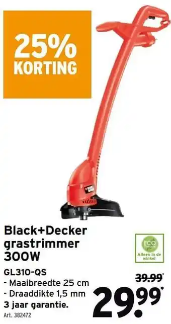 GAMMA Black+decker grastrimmer 300w gl310-qs aanbieding