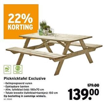 GAMMA Picknicktafel exclusive aanbieding