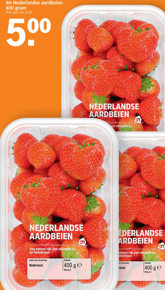 Albert Heijn AH Nederlandse aardbeien 400 gram aanbieding