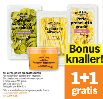Albert Heijn AH Verse pasta en pastasauzen aanbieding