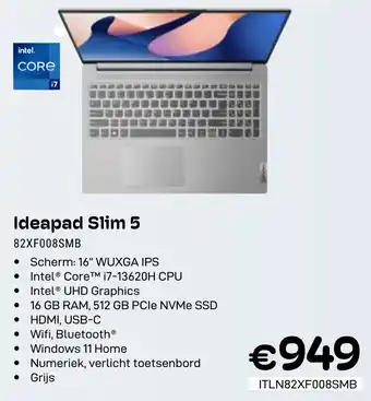 CompuDeals Ideapad Slim 5 82XF008SMB aanbieding