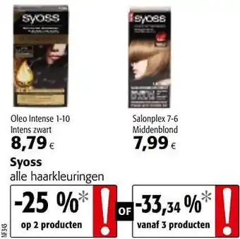Colruyt Syoss alle haarkleuringen aanbieding