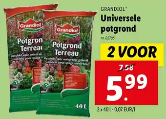 Lidl Grandiol Universele potgrond 2 x 40L aanbieding