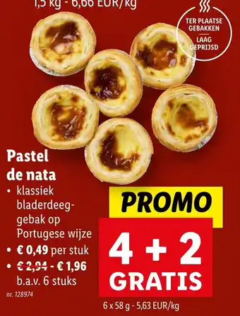 Lidl Pastel de nata 6 x 58g aanbieding