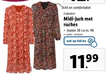 Lidl ESMARA Midi-jurk met ruches aanbieding