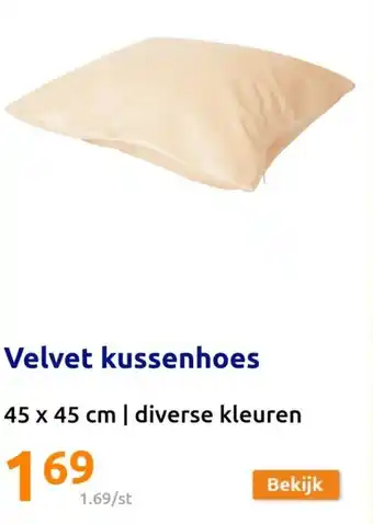 Action Velvet kussenhoes 45 x 45 cm aanbieding