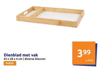 Action Dienblad met vak 43 x 28 x 4 cm aanbieding