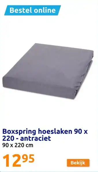 Action Boxspring hoeslaken 90 x 220 antraciet aanbieding