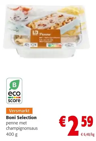 Colruyt Boni Selection penne met champignonsaus 400 g aanbieding