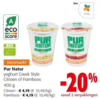 Colruyt Pur Natur yoghurt Greek Style Citroen of Framboos 400 g aanbieding