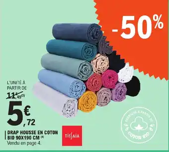 DRAP HOUSSE EN COTON BIO 90X190 CM