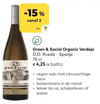 Bio Planet Green & Social Organic Verdejo D.O. Rueda - Spanje 75 cl aanbieding