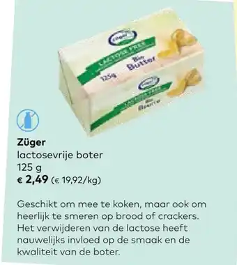 Bio Planet Züger lactosevrije boter 125 g aanbieding