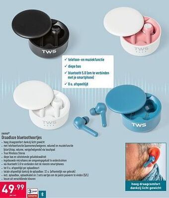ALDI Draadloze bluetoothoortjes aanbieding