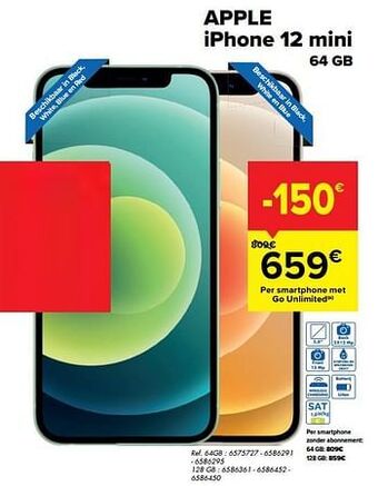 Carrefour Apple iphone 12 mini 64 gb aanbieding