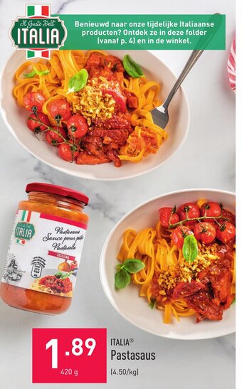 ALDI Italia Pastasaus aanbieding