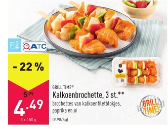 ALDI Grill Time Kalkoenbrochette, 3 st. aanbieding