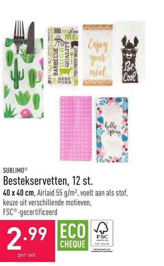 ALDI Sublimo Bestekservetten, 12 st. aanbieding