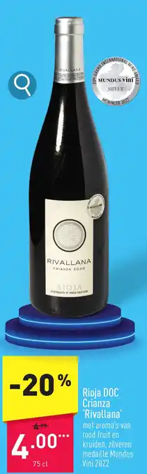 ALDI Rioja DOC Crianza 'Rivallana' 75 cl aanbieding