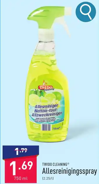 ALDI TWIDO CLEANING Allesreinigingsspray 750ml aanbieding